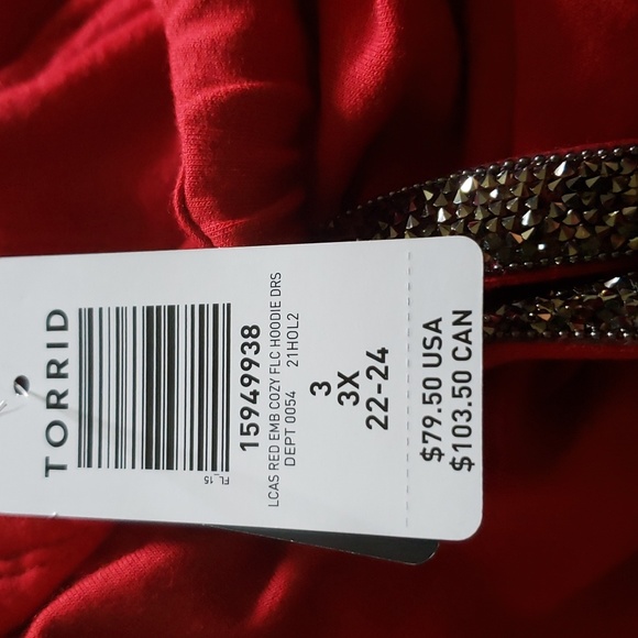 Torrid Red Pullover Ultra Soft Fleece Hoodie Dress - Picture 9 of 12